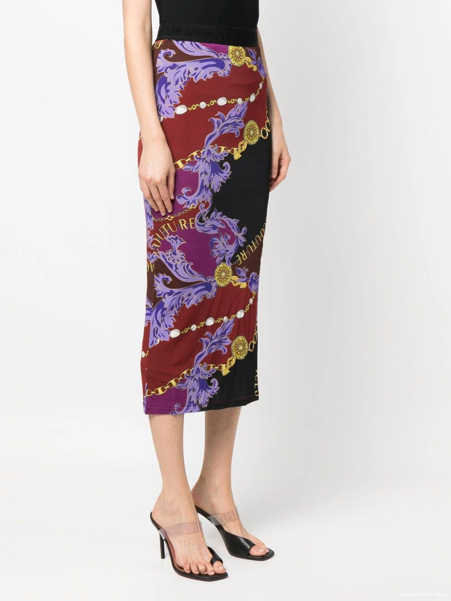 Affordable Women Jeans Couture-print Logo midi Versace skirt Couture 0807